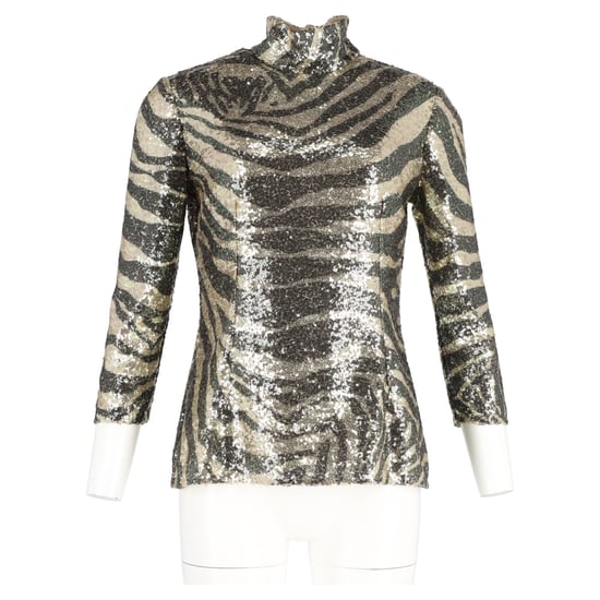 Dolce & Gabbana Zebra Tryck Turtleneck Topp i Flera Färger Paljetter - Image 4