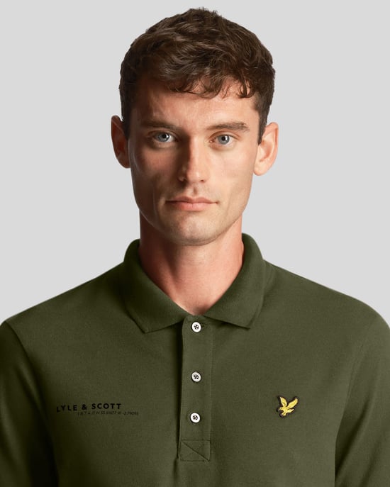 Lyle & Scott men's polo shirt with Co-Ordinates print in olive green
