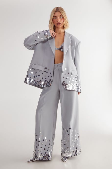 Hand Embellished Ombre Sequin Blazer