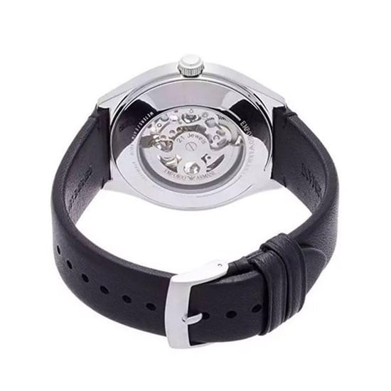 Emporio Armani AR60003 Automatic Black Leather Skeleton herrklocka - Image 2