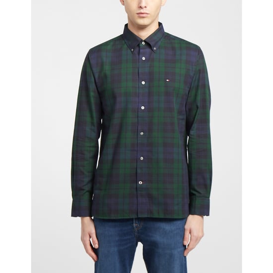 Men's Tommy Hilfiger Black Tartan Long Sleeve Shirt in navy green