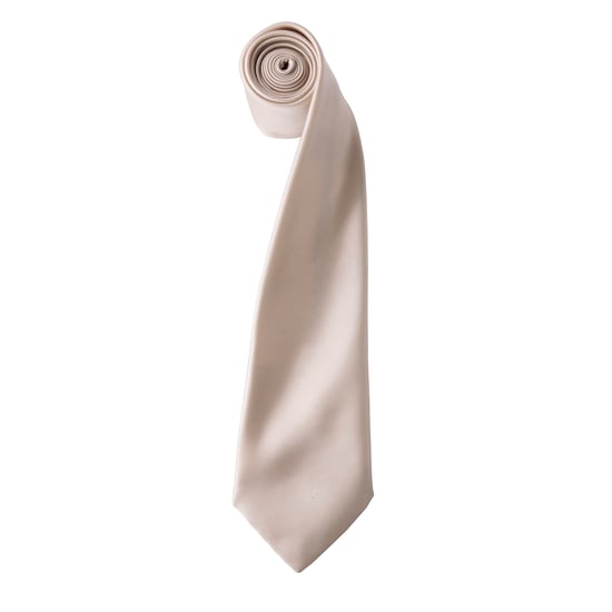 Premier Mens Plain Satin Tie (Narrow Blade) (Natural) - Image 1