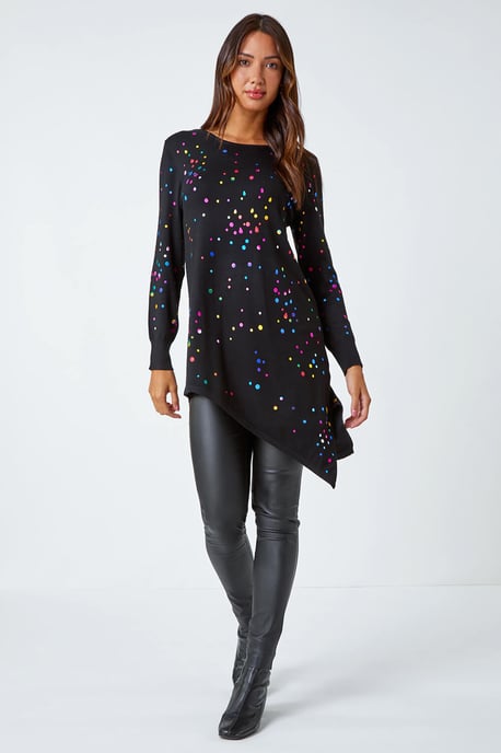 Longline Metallic Spot Asymmetric Jumper
