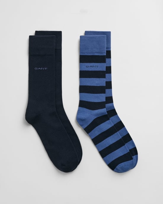 GANT Mens Barstripe And Solid Socks 2-Pack