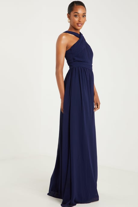 Navy Chiffon Maxi Dress