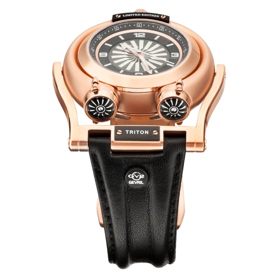 GV2 Triton  Black Dial Calfskin Black Leather  Swiss Automatic  Watch
