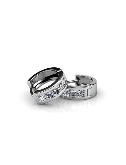 Square Hoop Set and Box - Silver and Crystal - Image 5