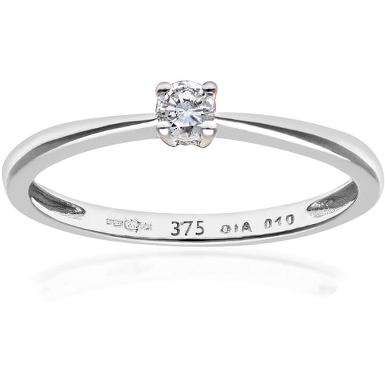 Engagement Ring, 9ct White Gold IJ/I Round Brilliant Diamond Ring, 0.10ct Diamond Weight
