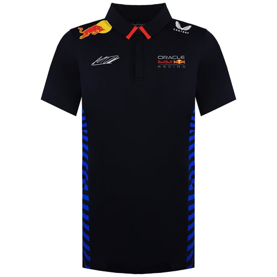 Red Bull Racing F1 2024 Max Verstappen Team Mens Navy Polo Shirt - Image 1