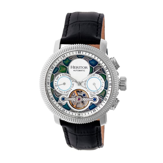 Heritor Automatische Aura Heren Semi-Skelet Leerband Horloge - Image 1