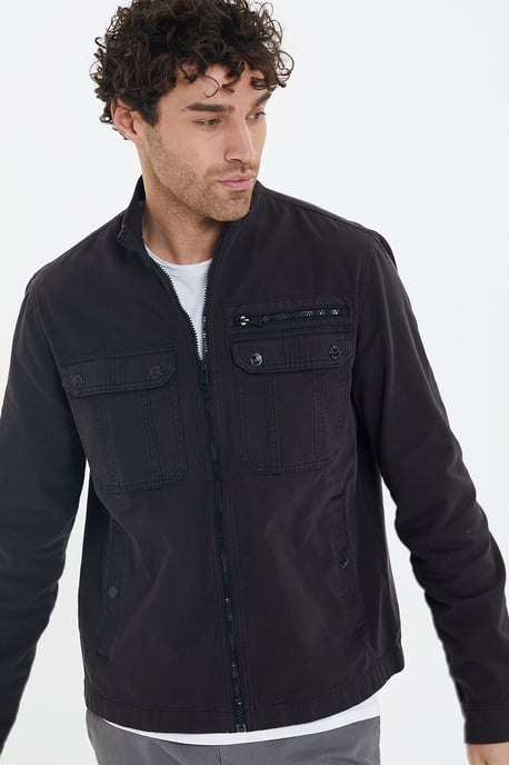 'Rye' Cotton Funnel Neck Lightweight Shacket