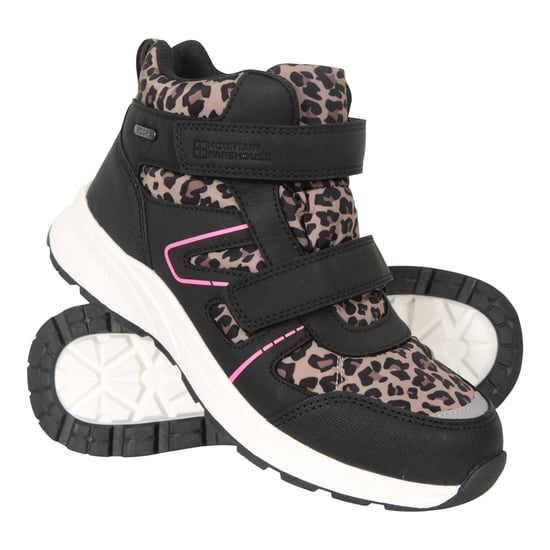 Mountain Warehouse Childrens/Kids Jupiter Adaptive Leopard Print Walking Boots (Black/Pink) - Image 1