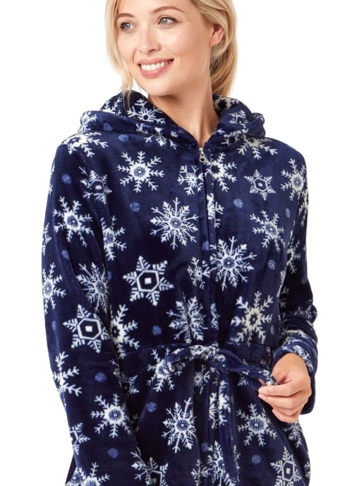 Snowflake Fleece Hooded Robe