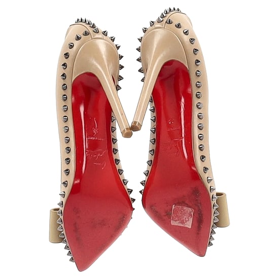 Christian Louboutin Lucifer 120 Spiked Pumps in Nude Leather - Image 6