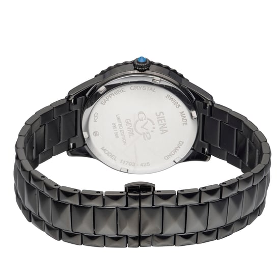 GV2 Siena Women's Swiss Quartz Diamond Black Dial Stainless Steel Watch