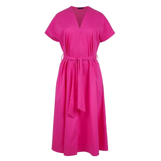 Fuchsia A-lijn Midi Jurk met Riem - Image 2