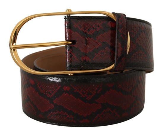 Dolce & Gabbana Women's Red Exotic Leather Gold Oval Buckle Belt
