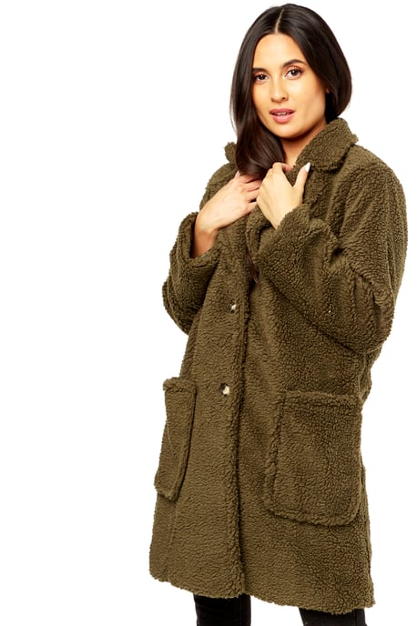 Faux Fur Longline Teddy Overcoat