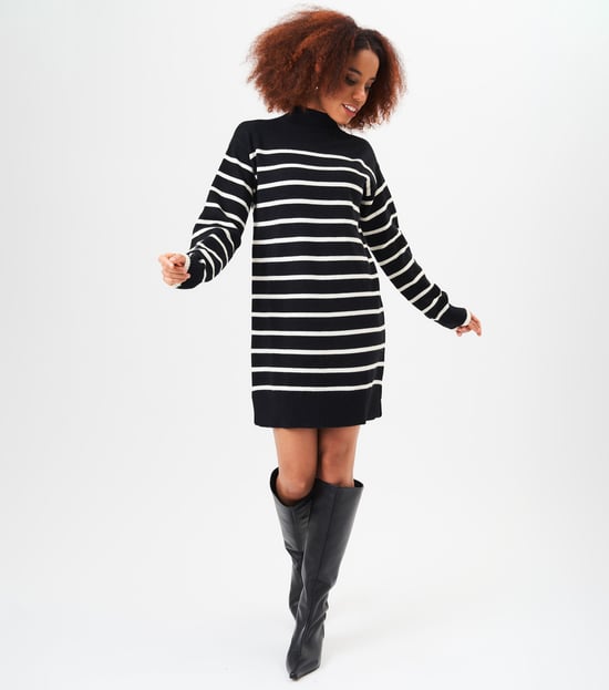 Höghalshurtigrandig oversized tunika klänning - Image 3