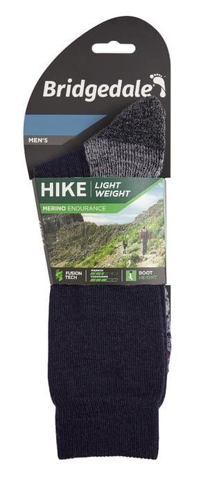 Bridgedale - Mens Hiking Lightweight Merino Socks - Navy / Grey - Image 2