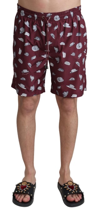 Dolce & Gabbana Herrar Flerfärgad Hattar Print Strandbyxor Badkläder - Image 1