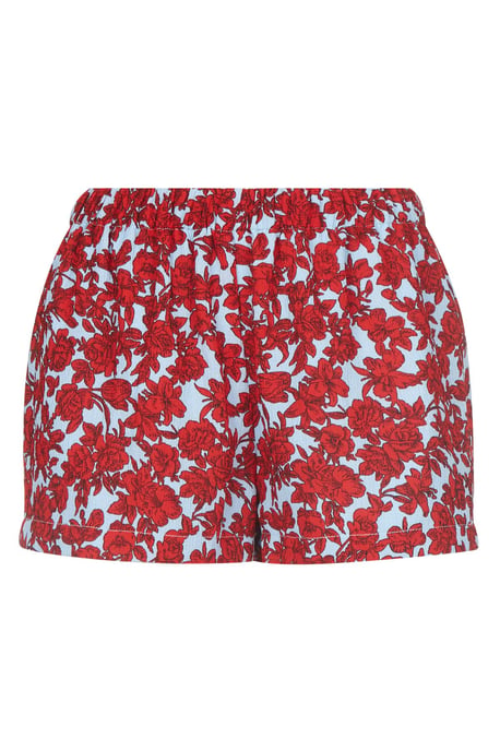 Fools Floral Womens Shorts in Red and Blue