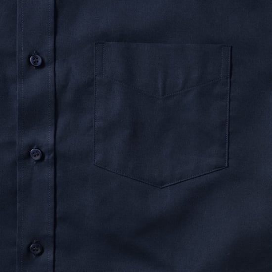 Russell Collection Mens Short Sleeve Easy Care Oxford Shirt (Bright Navy) - Image 3