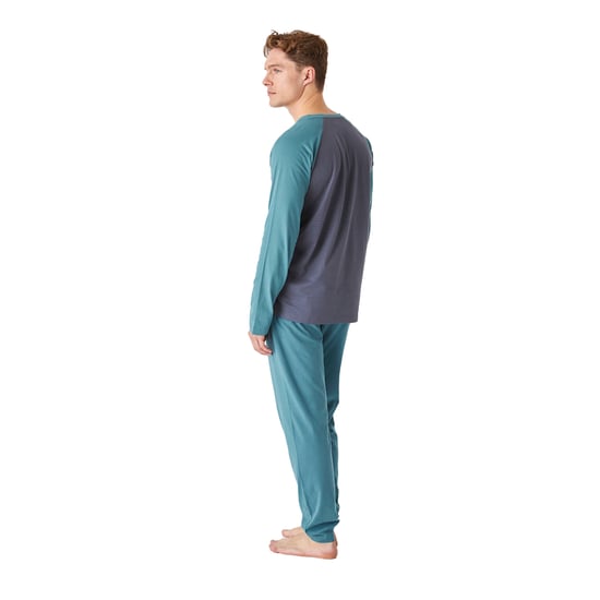 JJB12 Men's Long Sleeve Round Neck Cotton Pajamas