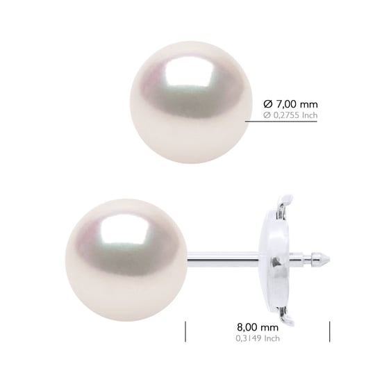 Oorbellen in Wit Goud 750 en Echte GeCultiveerde Parel Akoya Japanse Gecertificeerde Rond 7-8 mm - Image 2