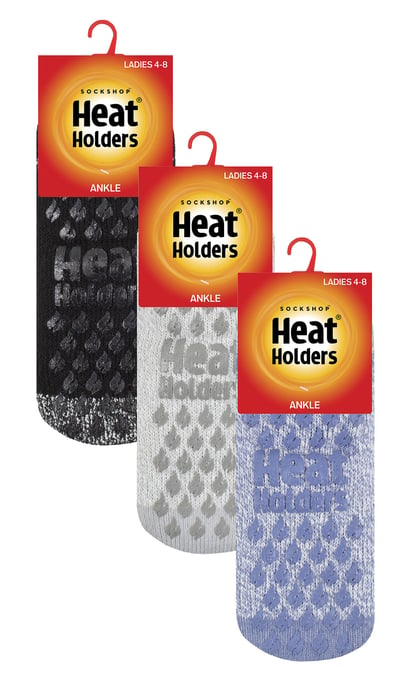 Heat Holders - 3 Pair Multipack Ladies Ankle Slipper Socks with Grippers - Pisa 1 - Image 2
