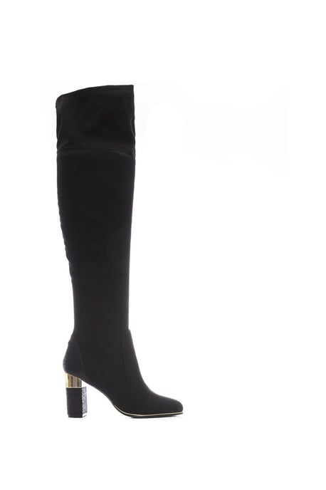 'Valentinne' Black Alcantara Alcantara Over The Knee Boots