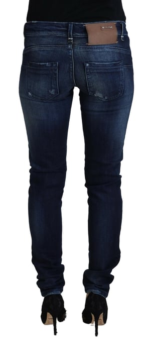 Acht Blå Bomull Låg Midja Slim Fit Dam Casual Denim Jeans - Image 3