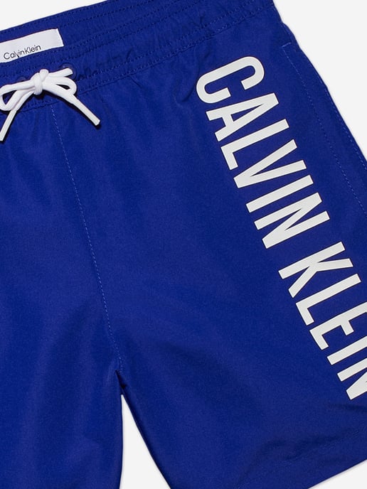 Calvin Klein Boys Medium Drawstring Swim Shorts in Blue
