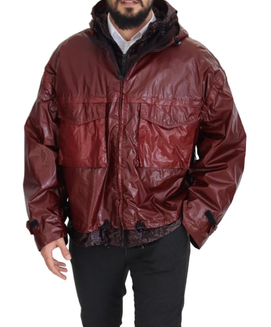 Dolce & Gabbana Bordeaux Bomull Huva Full Zip Herrjacka - Image 5