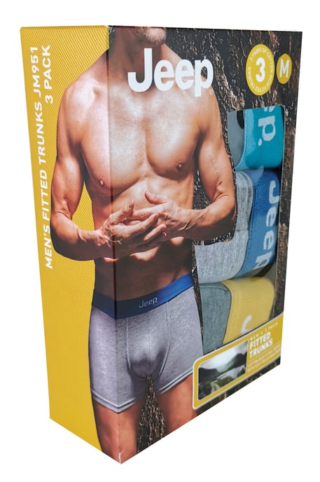 JEEP - 3 Pairs Mens Cotton Rich Blend Everyday Fitted Brief Trunks - Image 2