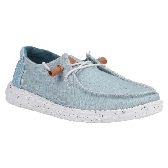 HEYDUDE Wendy Heathered Slub Tropical Linen/Lyocell/Cotton Women's Blue Loafers - Image 6