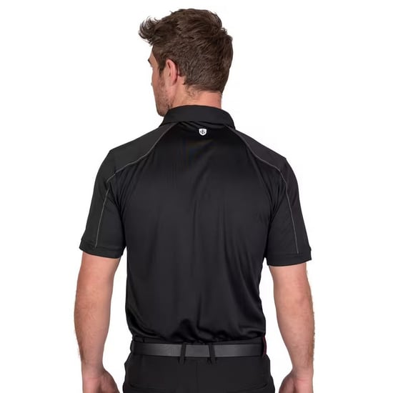 Island Green Mens Topstitched Golf Polo Shirt (Black) - Image 2