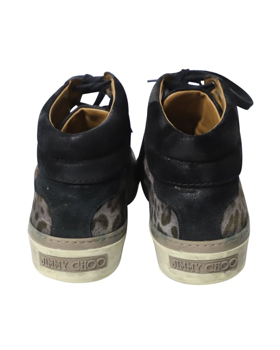 Jimmy Choo Belgravia Leopard High Top Trainers in Multicolor Leather - Image 4