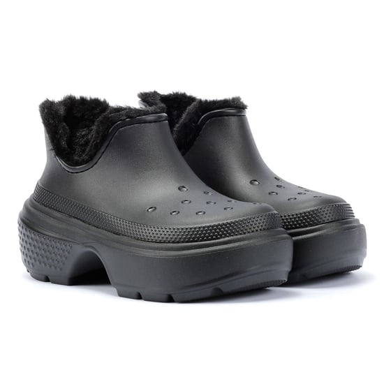 Crocs Stomp Gevoerd Kort Dames Laarzen Zwart - Image 1
