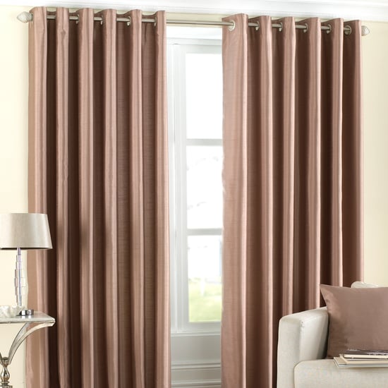Fiji Silk Effect Eyelet Curtains in Latte