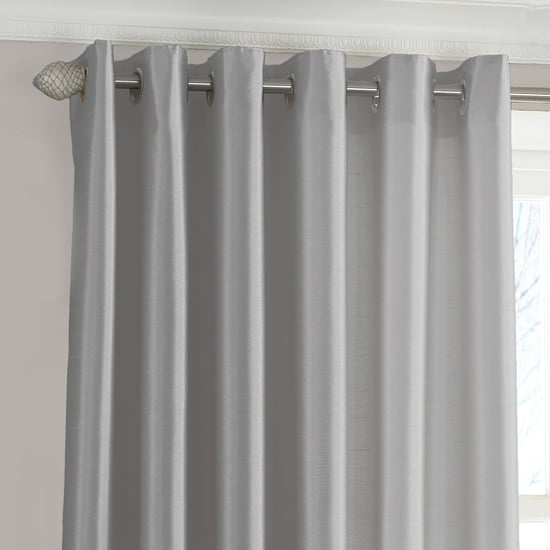 Fiji Silk Effect Eyelet Curtains in Steel - Image 3