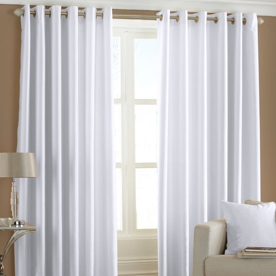 Fiji Silk Effect Eyelet Curtains in White - Image 2