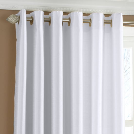 Fiji Silk Effect Eyelet Curtains in White - Image 3