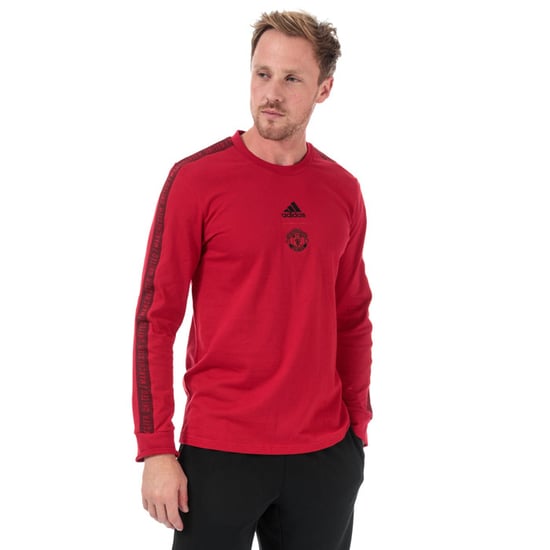 Men's adidas MUFC Seasonal Long Sleeve T-Shirt in Red - Image 1