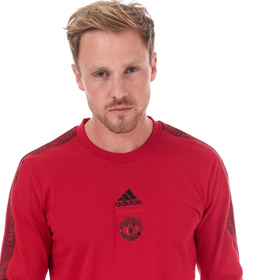 Men's adidas MUFC Seasonal Long Sleeve T-Shirt in Red - Image 4
