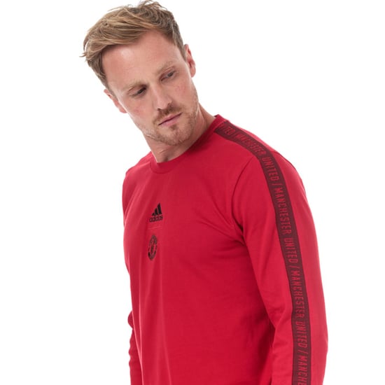 Men's adidas MUFC Seasonal Long Sleeve T-Shirt in Red - Image 5