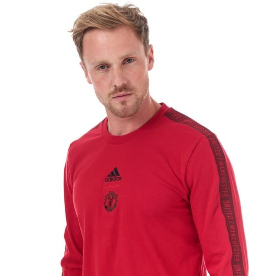 Men's adidas MUFC Seasonal Long Sleeve T-Shirt in Red - Image 6
