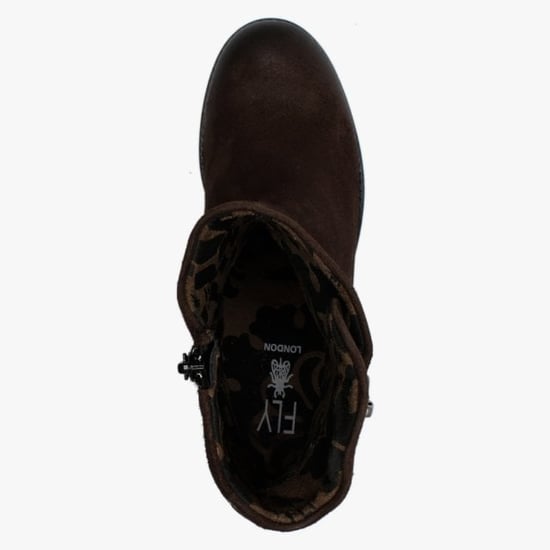 Fly London Zent Suede Block Heel Ankle Boots