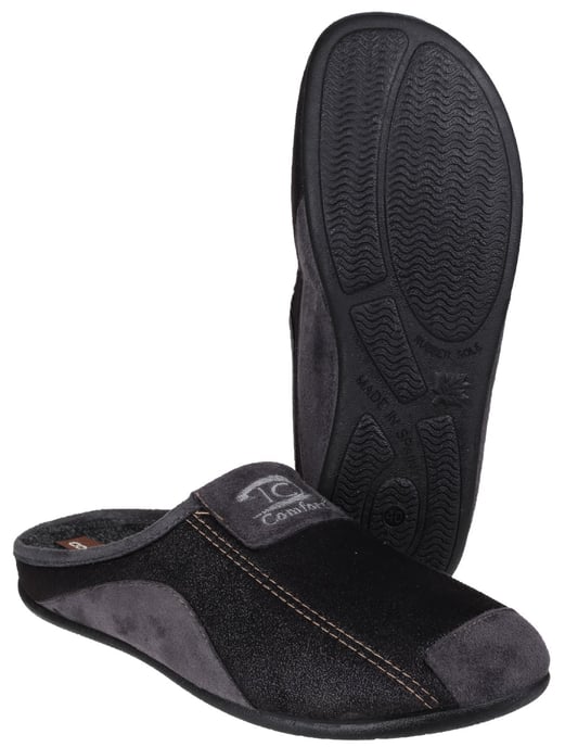 Cotswold Westwell Stoffen Heren Zwarte Pantoffels - Image 3