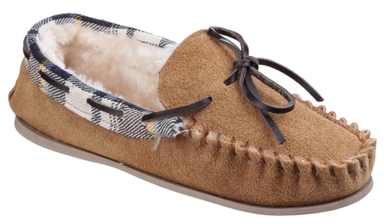 Cotswold Kilkenny Sammets Tofflor I Beige För Kvinnor - Image 1